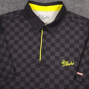 RSVLTS St. André Golf x Breakfast Balls Polo Shirt Mens L Gray Check Performance
